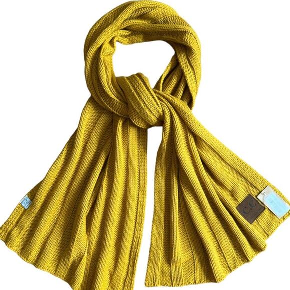 C.C Exclusives Knit Yellow Mustard Shawl Scarf, 76"x19" - Picture 1 of 5